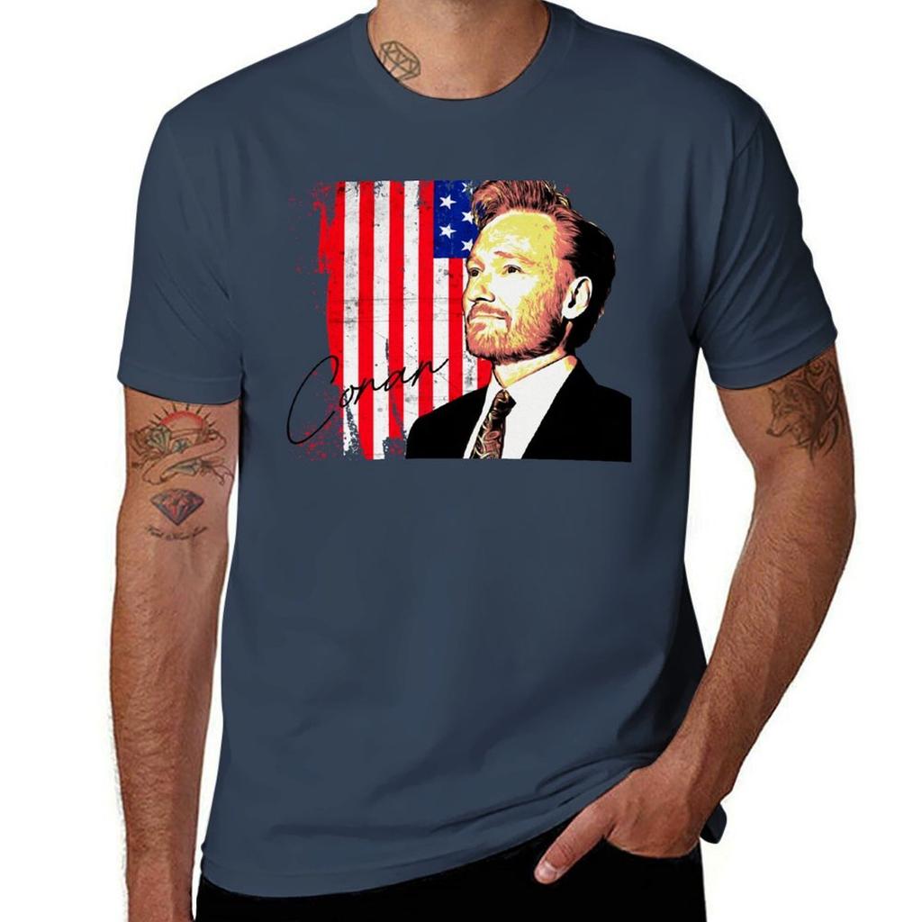 Conan Obrien Conan Obrien American Flag Tshirt Comfortable Workout Short Sleeve Shirt Tshirt