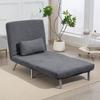 Convertible Armchair, 1-Seater, 3-in-1 Click-Clack Bed, Backrest, Pillow, Dark Grey