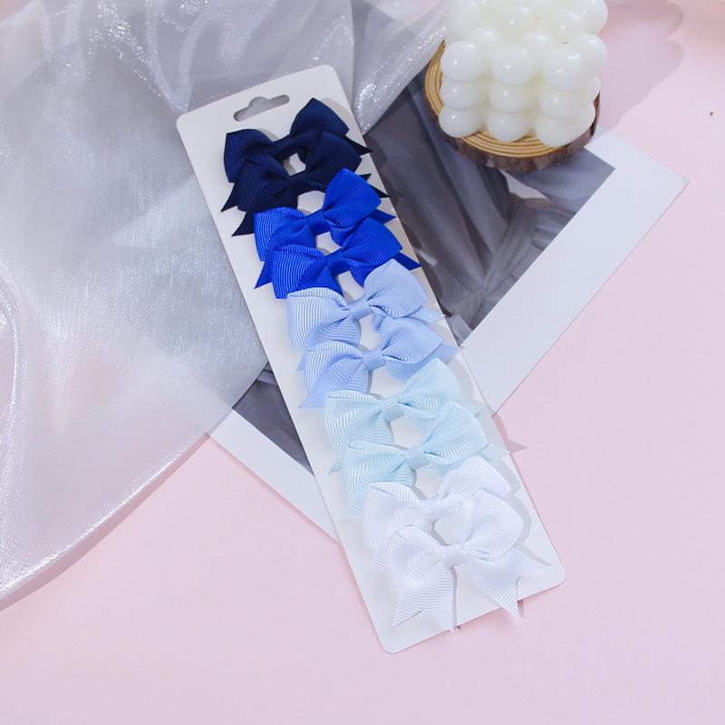 

Разноцветная заколка для волос, детская комбинированная заколка для волос с бантом, набор из 10 штук синий