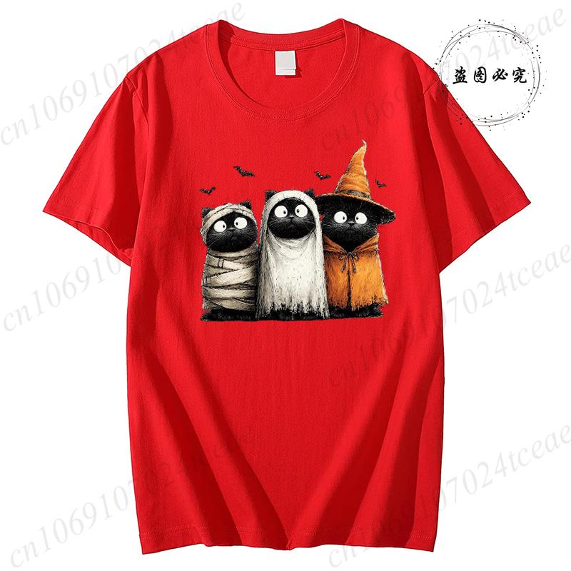 Womens New Fashion Clothes Tshirt Halloween Cat Graphic T Shirts Tops Witch Cats Pumpkin Harajuku Vintage Tee Shirts Clothes