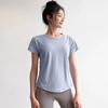 Women's White Curved Hem Workout T-Shirt Short Sleeve Casual Athletic Top