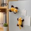 Plush Animal Refrigerator Magnet Fridge Decoration, Stuffed Panda Magnetic Ornament, Decoration Raccoon Shape for Home Kitchen Metal Surface