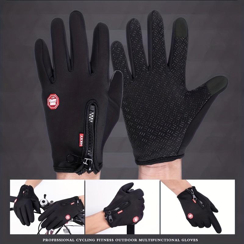 Winter Outdoor Cycling Gloves Men Women Touchscreen Warm Gloves with Zipped Windproof Waterproof Gloves for Skiing Outdoor Sport