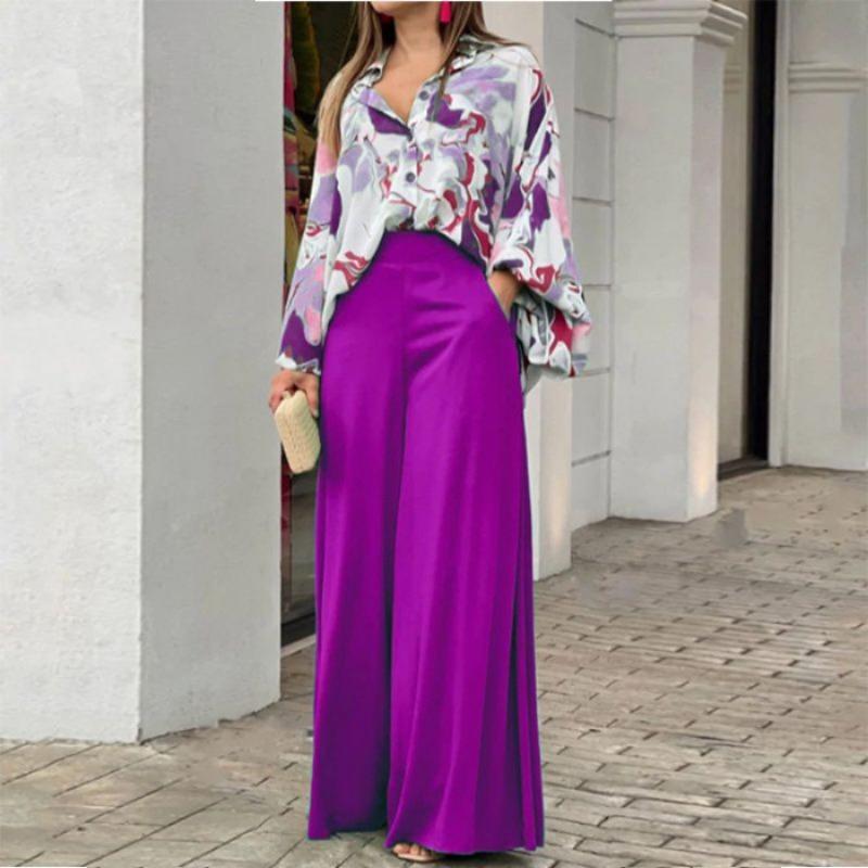 Summer Women's Printed Shirt Style, Loose and Breathable, Stylish Trousers, Fashionable and Casual Set