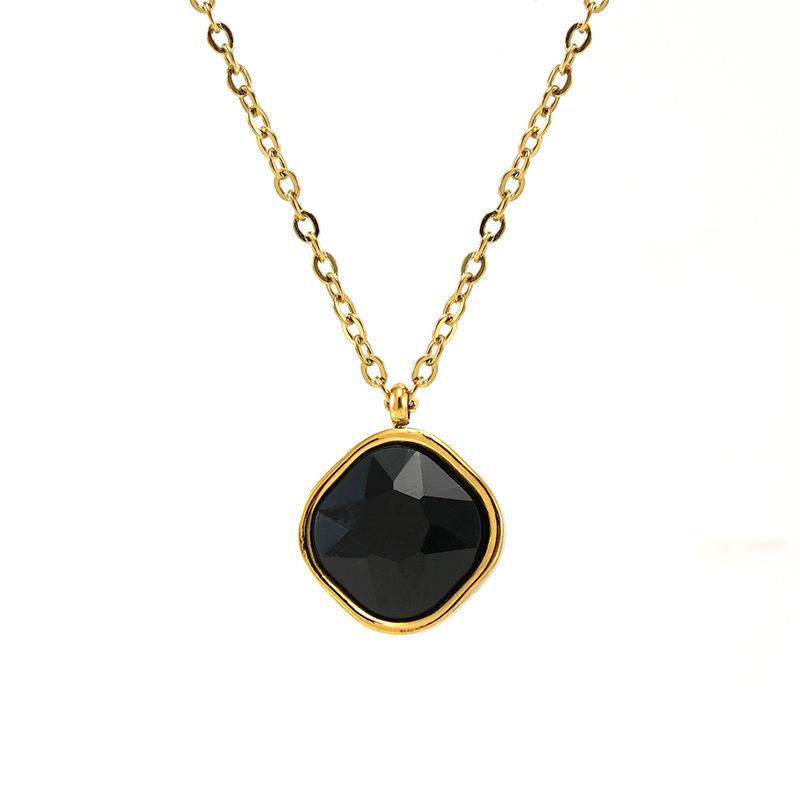 Minimalist Square Zircon Necklace - 18K Stainless Steel Rhombus Pendant Clavicle Chain for Women