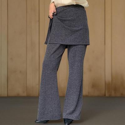 New Arrivals Open Run Women Ribbon Knit Wrap Skirt And Layered Bootcut Pants Set