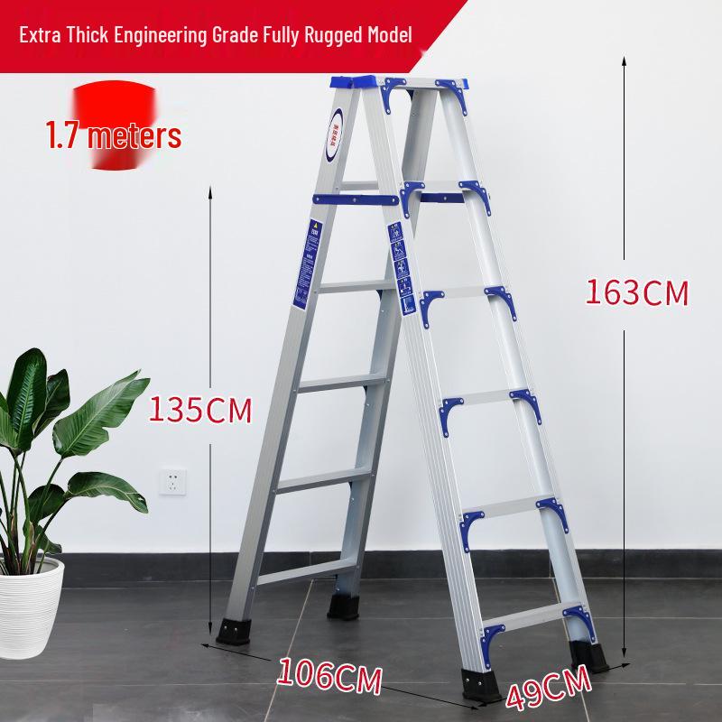 Утолщенная алюминиевая телескопическая А-образная лестница Wangjin: Многофункциональный, Портативный, Бытовое и Инженерное Использование в Помещении