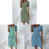 Geometric Pattern Short Sleeve Dress With 3d Digital Printing For Summer Casual Wear