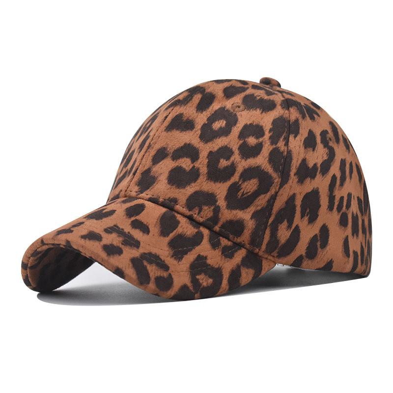 Cotton Pattern Leopard Baseball Cap Unisex Curved Brim Sun Hat For Casual Wear