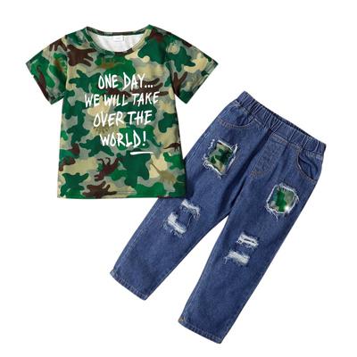 Toddler Kids Baby Boy Camouflage Print T-Shirt Tops Denim Pants Trousers Outfits Clothes Set 2Pcs