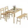 Bamboo Dining Set, Dining Table with 2 Chairs and Bench for 4 People, Natural Wood