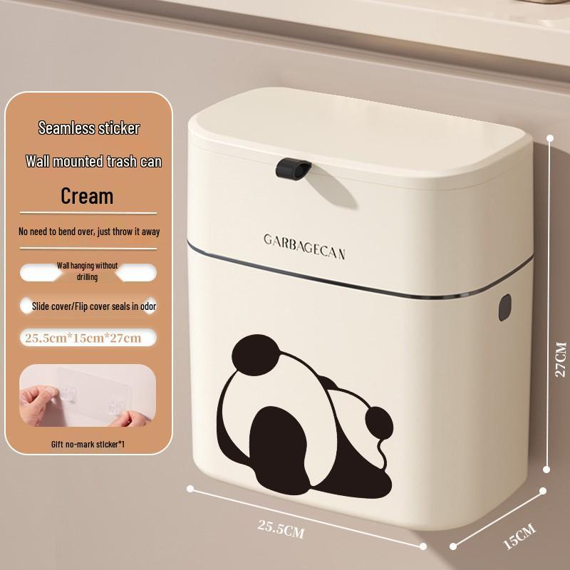 Wall-Mounted Hanging Trash Can with Lid for Kitchen and Bathroom