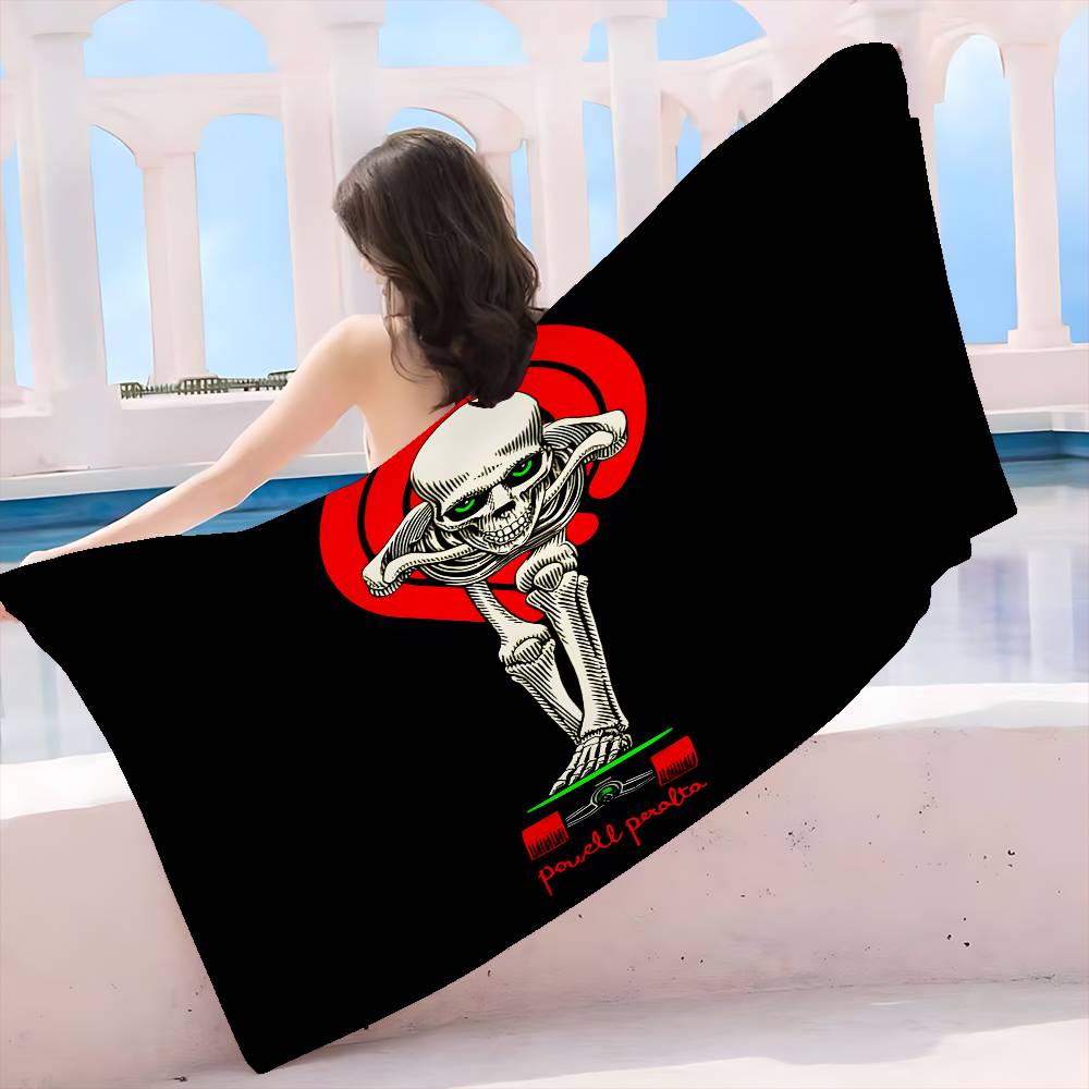 Asciugamani da Spiaggia Grandi in Microfibra con Logo Classico P-Powell P-Peralta Asciugamano ad Asciugatura Rapida Asciugamani da Spiaggia Sabbiosa Asciugamano da Piscina Per Viaggio Nuoto Yoga
