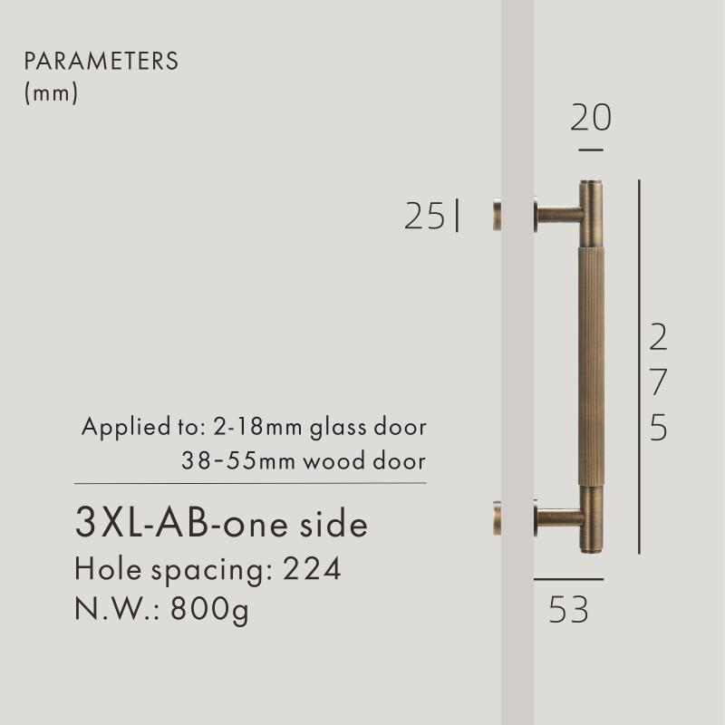 Dooroom Antique Brass Door Double Single Sided Stripe Linear Pull Bar Wood Gate Glass Door Shower Room Handle Brass