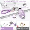 PIFOOG Key Fob Cover For Nissan 5 Button Purple With Bling Keychain Girly Car Keys Case Shell Full Covers Protector Accessories For Altima Sentra
