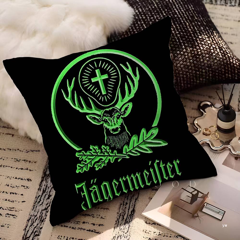 JJagermeisteres Logo Pillow Gift Home Office Decoration Pillow Bedroom Sofa Car Cushion CoverPillow Case