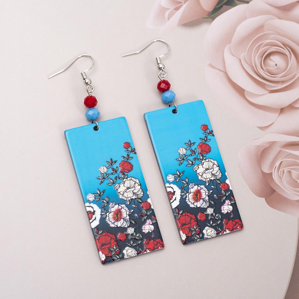 

Gold Color Tree Of Life Design Relievo Printing Acrylic Earrings For Women Vintage Style Trend Lithe Daily Wearing Jewelry