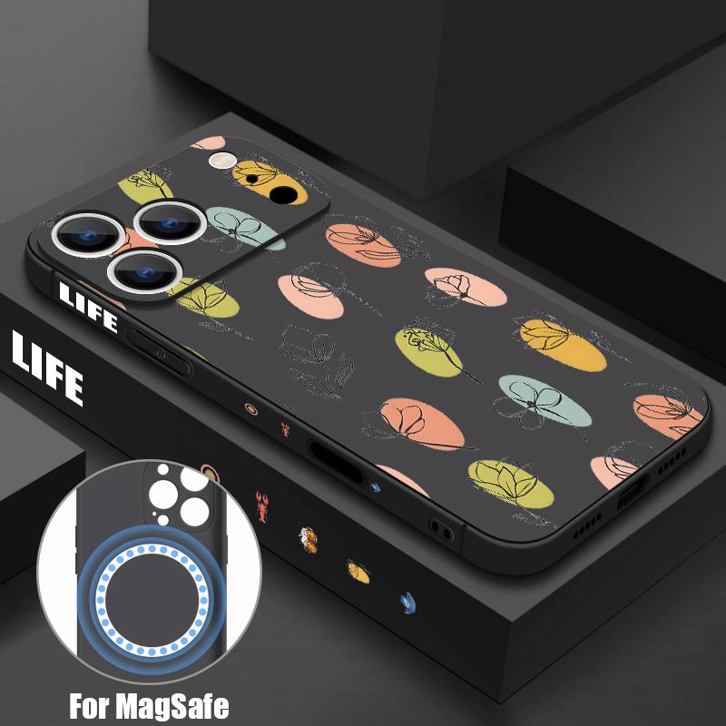 Magnetic For Magsafe Case For iPhone 17 Pro Max Colorful Stars Travel Label Print Soft Silicone Phone Cover For iPhone 16 15 14 13 Pro Max 16e 17e