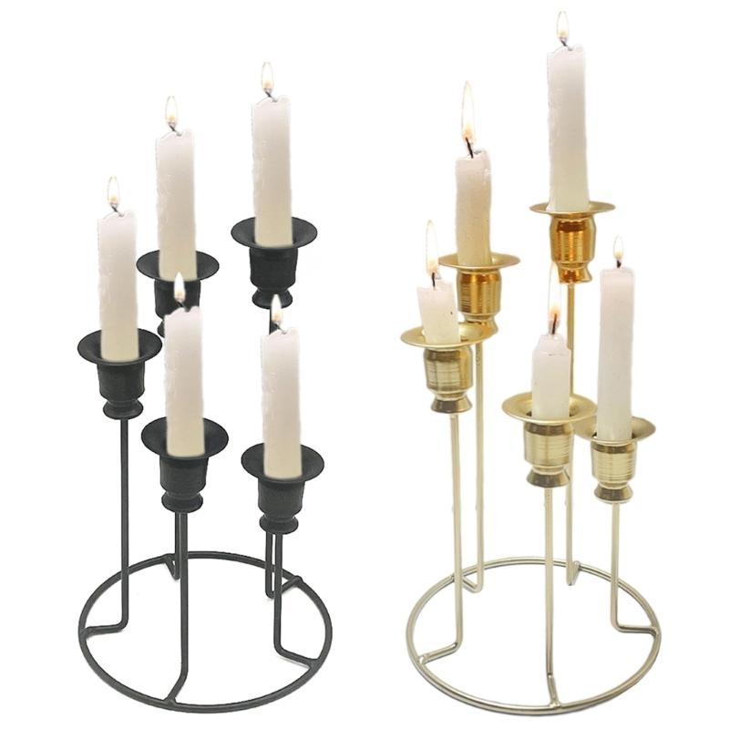 Unique Candlestick 5 Branch Iron Holder for Wedding Decors