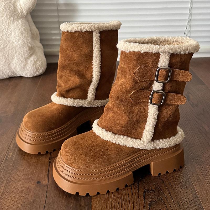 Women's Thick Bottom Winter Lightweight Warm Padded Snow Boots Non-slip Wear-resistant Casual Sneakers Cotton Boots