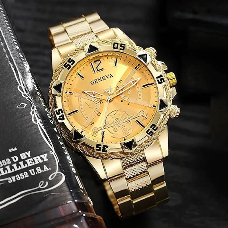 

Luxury Men s Quartz Watch Classic Business Men Wristwatch Large Dial Alloy Steel Strip Blue Light Three Eye Men s Quartz Watch