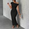 Women's Summer Fashion Color Sloping Shoulder Slim Fitting Date Party Dress