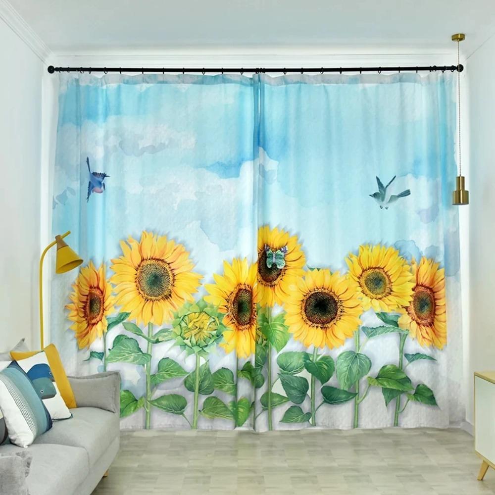 Sunflower Drape Children's Room Adorable Kids Bedroom Space Window Opening Shades Children's Room Thin Cloth Drape Screen High Shading Modern4