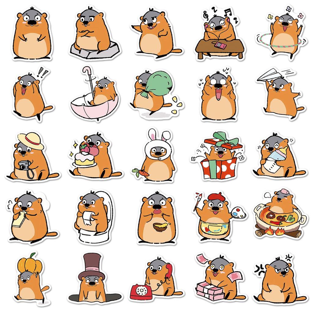 50 Cute Marmot Graffiti Stickers for Decoration - Perfect for Journals, Phone Cases, and Water Cups.