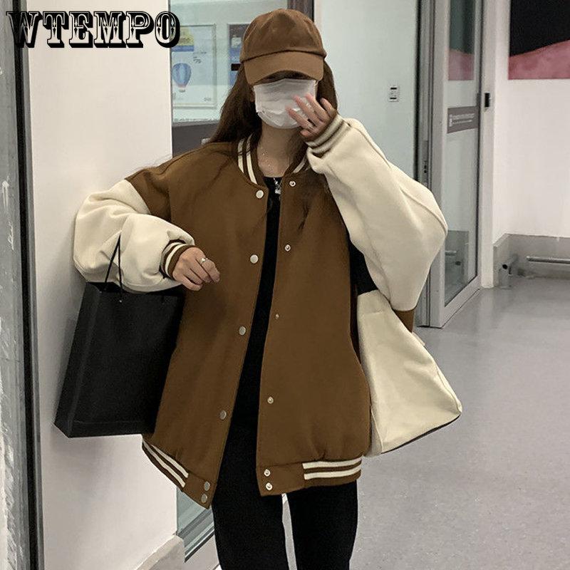 Spring Autumn Women Baseball Jackets Harajuku Casual Loose Pockets Korean Bomber Sweatshirt Uniform Streetwear Tops Coats