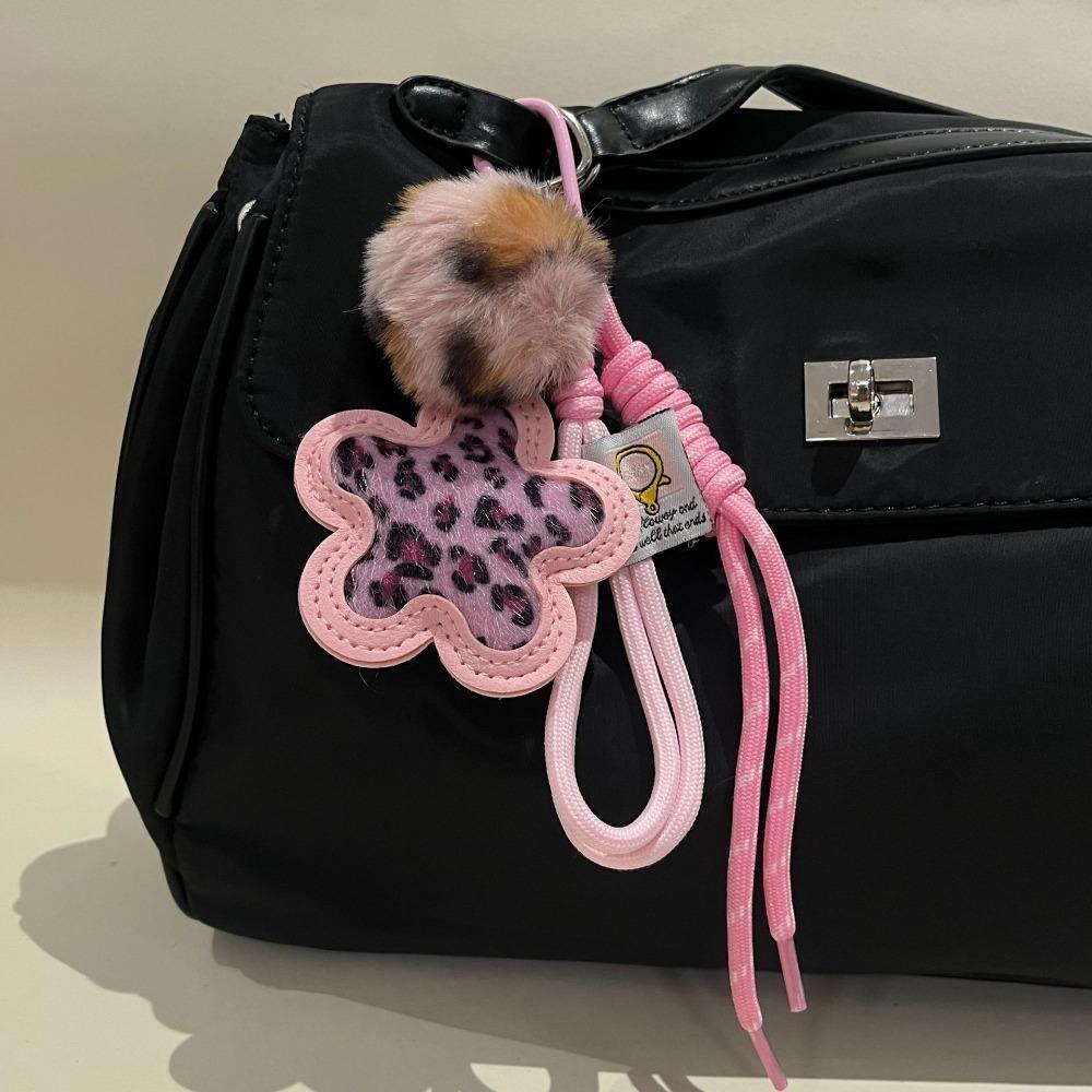 Leopard Print Bag Pendant Braided Rope Braided Rope Keychain Backpack Pendant  For Handbag Decor