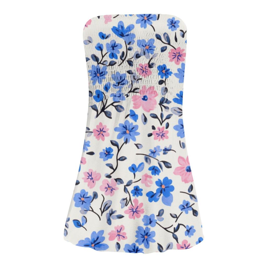 Modisches lässiges Damen-Tube-Top mit Blumendruck, ärmellos