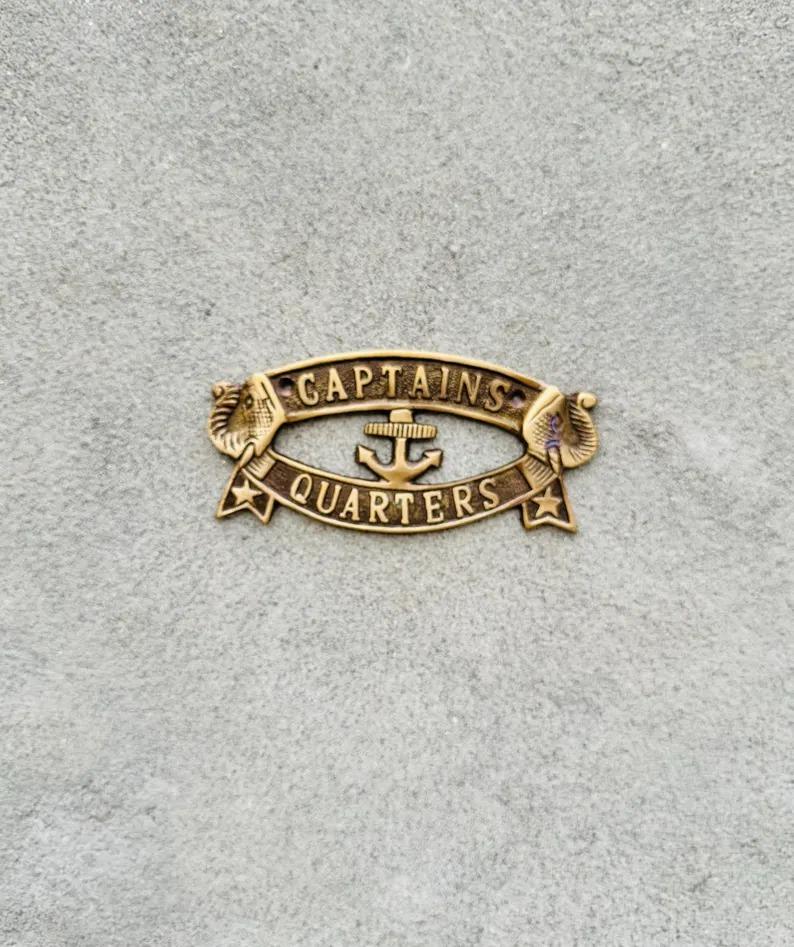 Brass Captain’s Quarters Sign | Nautical Decor | Man Cave Gift | She Shed Sign | Enby Enclave | Maritime Wall Plaque