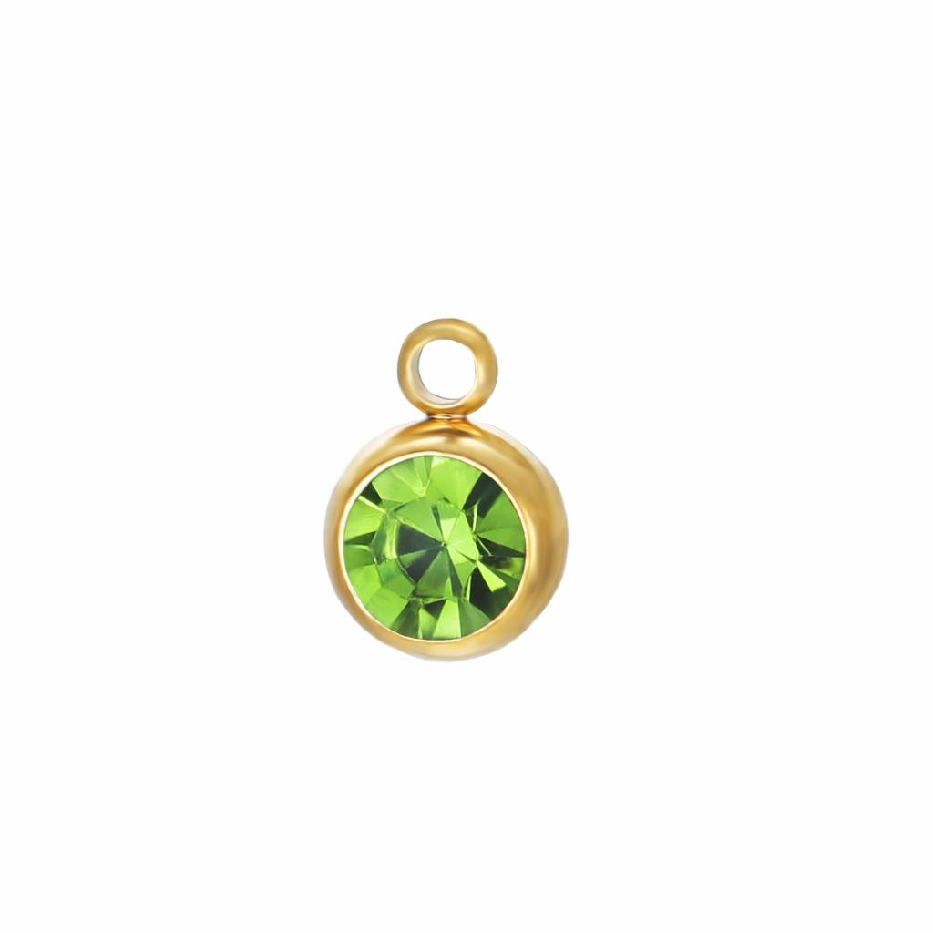 Teamer 5 pcs/lot 6mm Birth Month Stone Charms Colored Zircon Stainless Steel Pendant For Necklace Bracelet Making Accessories