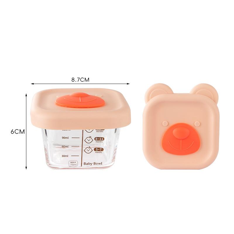 Glass Bowl Baby Food Supplement Bowl With Scale Portable Lunch Box Food Storage Seal Heating Food Grade Silicone