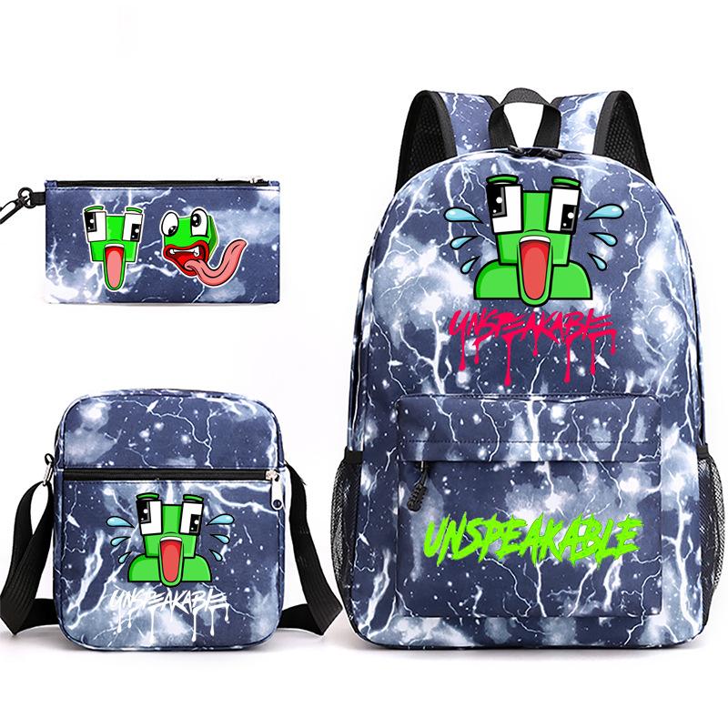 Zaino Inspeakable Set da 3 Pezzi, Zaino Studente di Grande Capacità con Borsa Pranzo e Astuccio, Resistente all'Acqua, Durevole
