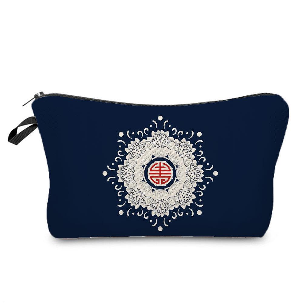 Women Blue and White Porcelain Print Cosmetic Bag Toiletries Organize Travel Storage Case 6701