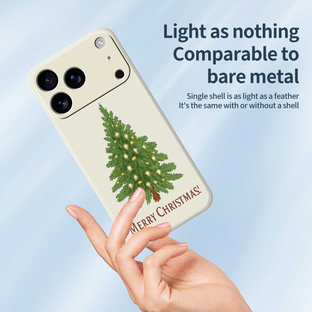 For iPhone 17 Pro Max Case Christmas Tree Pattern Printing Straight Edge TPU Phone Back Cover