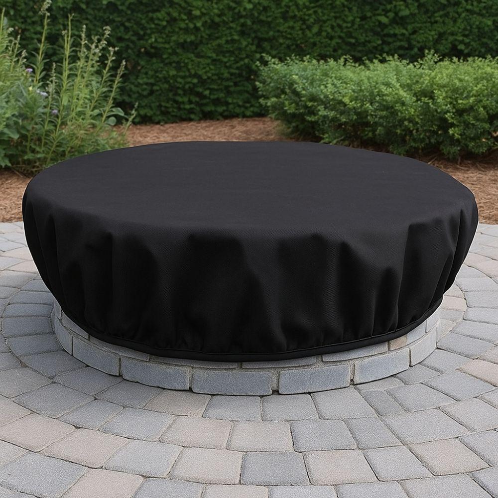 Weather Resistant Firepit Cover 600D Oxford Protective Cover  Built-in Stone Firepits