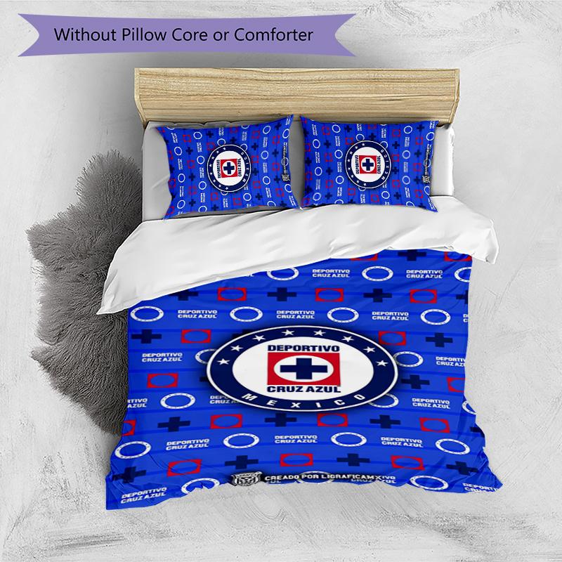 Cruz Azul Themed 3pcs Bedding Set Duvet Cover Closure Includes 1 Duvet Cover & 2 Pillowcases for All Seasons Bedroom Home Dorm Decor