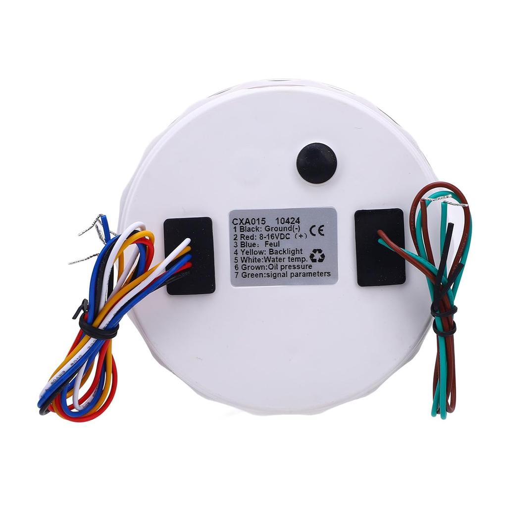 110mm 4 3/8in 4 in 1 Multifunction Gauge DC 12V 0-150PSI Oil Pressure Fuel Level 100-250℉ Water Temp 8-16V Voltmeter for RV Boat Truck (Black Dial