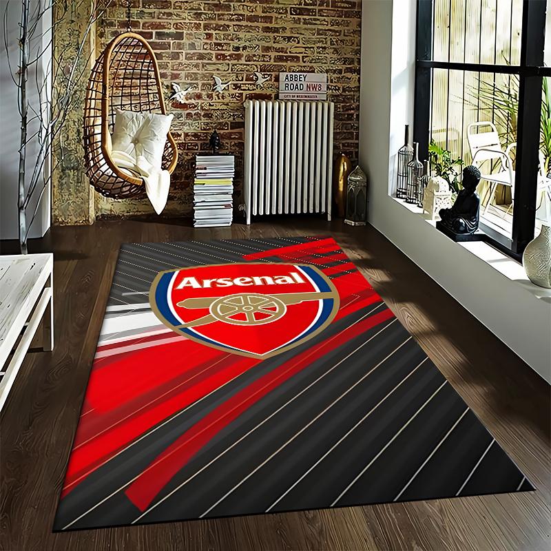 Arsenal Logo Carpet, Black Red Modern Design, Fan Home Decor Suitable for Use As an Anti-slip for Living Room Bedroom Sofas