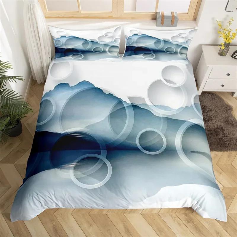 Meditation Duvet Cover Nature Green Bamboo Lotus Flower Bedding Set Circle Geometric Bedspread Cover Zen Spiritual Quilt Cover