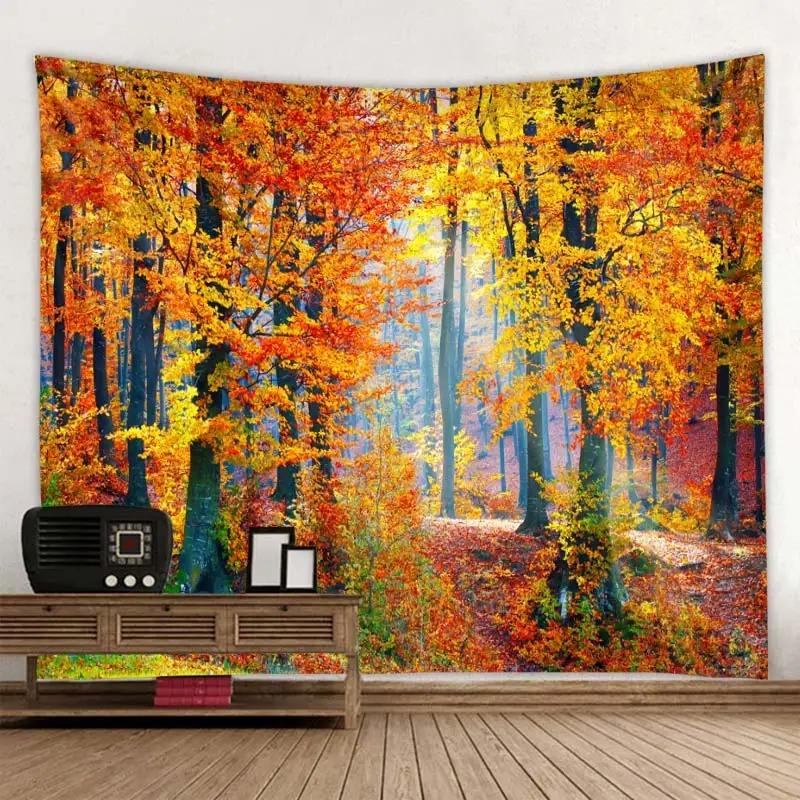 Primitive Forest Wooden Bridge Wall Hanging Office Living Room Tapestry Home Wall Decoration Tapestry