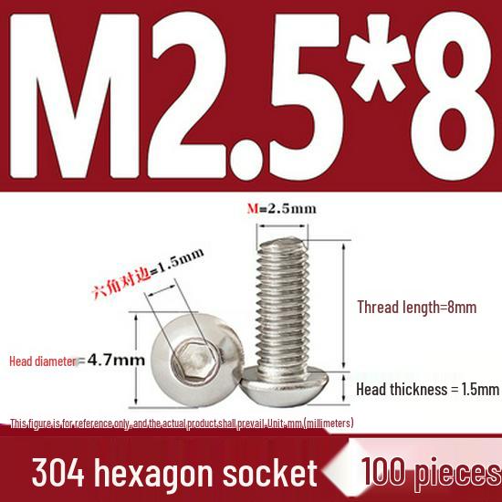 ISO7380 Stainless Steel Hex Drive Dome Head Screws - M2 to M16