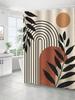 1Pc Modern Style Geometric Printing Polyester Fabric Shower Curtain, Waterproof And Mold Resistant Bathroom Partition Curtain