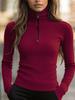 2026 Spring Women's Cashmere Protein Zipper Neck Ski Jacket Liner Pullover - Warm Outdoor Sports Base Layer Top