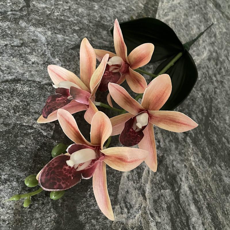 Eva Small 4head East Asian Orchid 3d Faux Flower For Wedding Home Decor And Photography Props