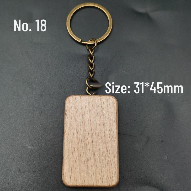 Square Beech Wood Keychain - Laser-Printed Wooden Pendant Gift