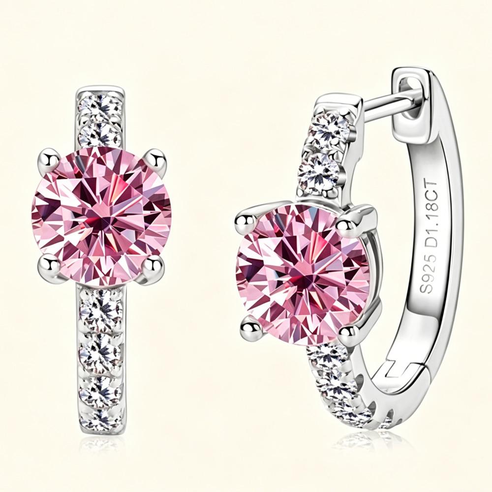 1CT Luxury Texture Ear Buckles S925 Silver Moissanite Earrings Elegant Temperament Women Jewelry Ideal Birthday Present