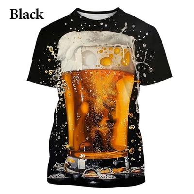 Herren 3D-gedrucktes klassisches Bier T-Shirt Himbeere Sommer Harajuku Rundhals Tops Kurzarm T-Shirts
